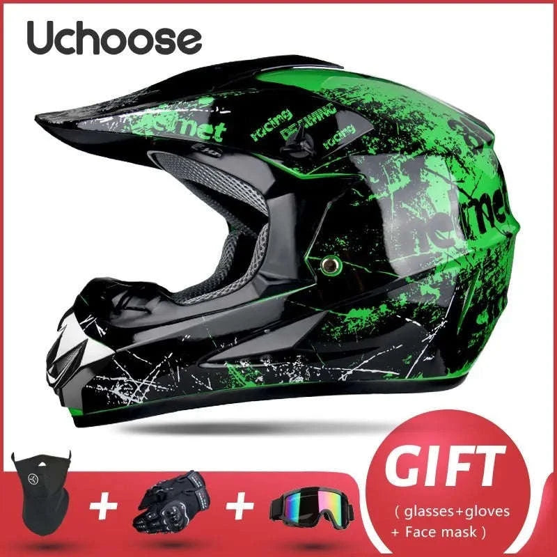 Full Face Motorcycle Helmet DOT ABS Off-Road Downhill Riding-FGT / S