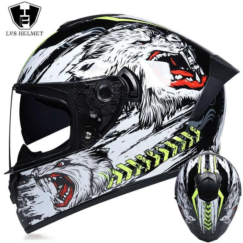 Full Face Motorcycle Helmet for Winter Warmth and Road Protection-12 / XL
