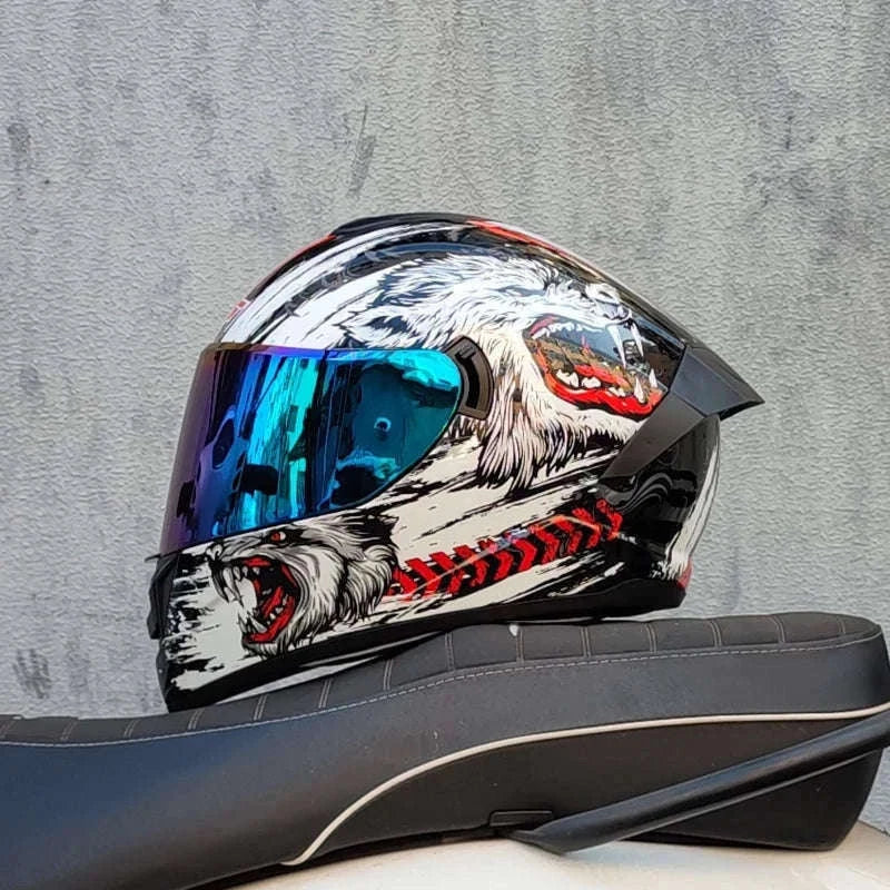 Full Face Motorcycle Helmet for Winter Warmth and Road Protection-12 / XL