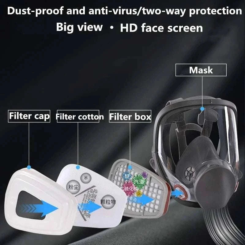 Full Face Respirator Gas Mask 6800 Anti-Fog Safety Protection-3 in 1 Suit
