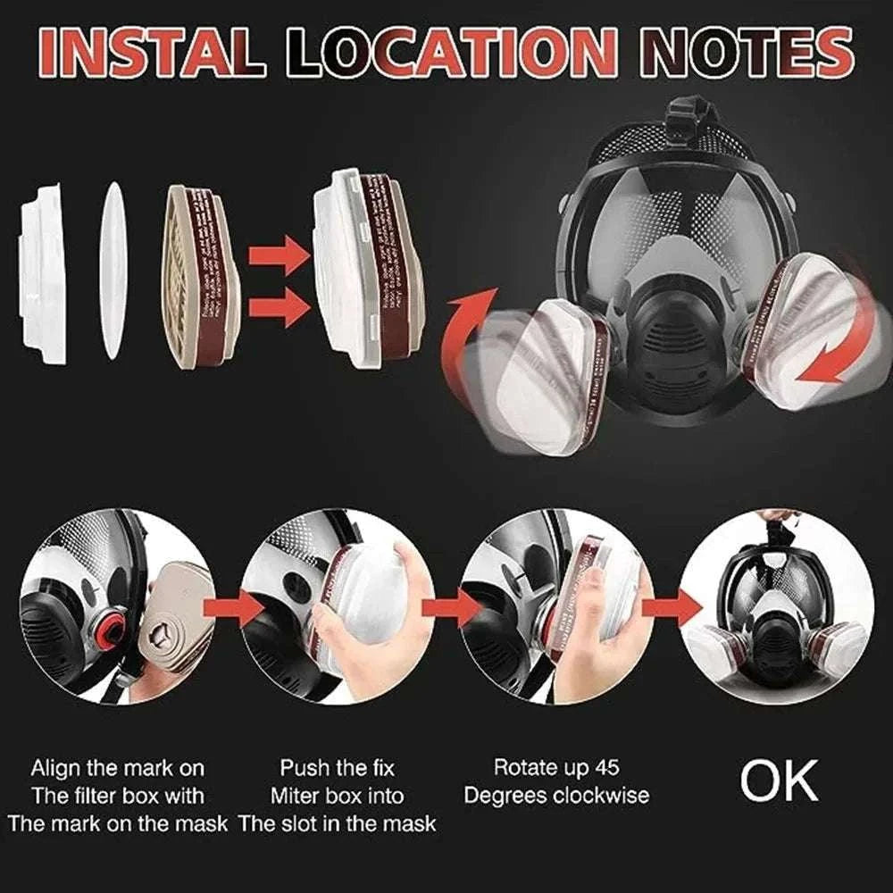 Full Face Respirator Mask Kit 27-in-1 Reusable Safety Protection Set-