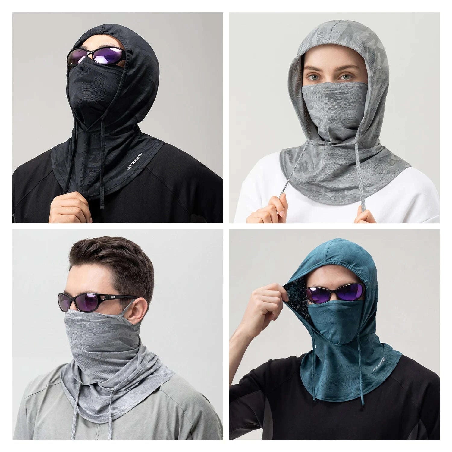 Full Face Sun Protection Hat & Neck Mask Ice Silk Cycling Cover-LF260006-BK / One Size