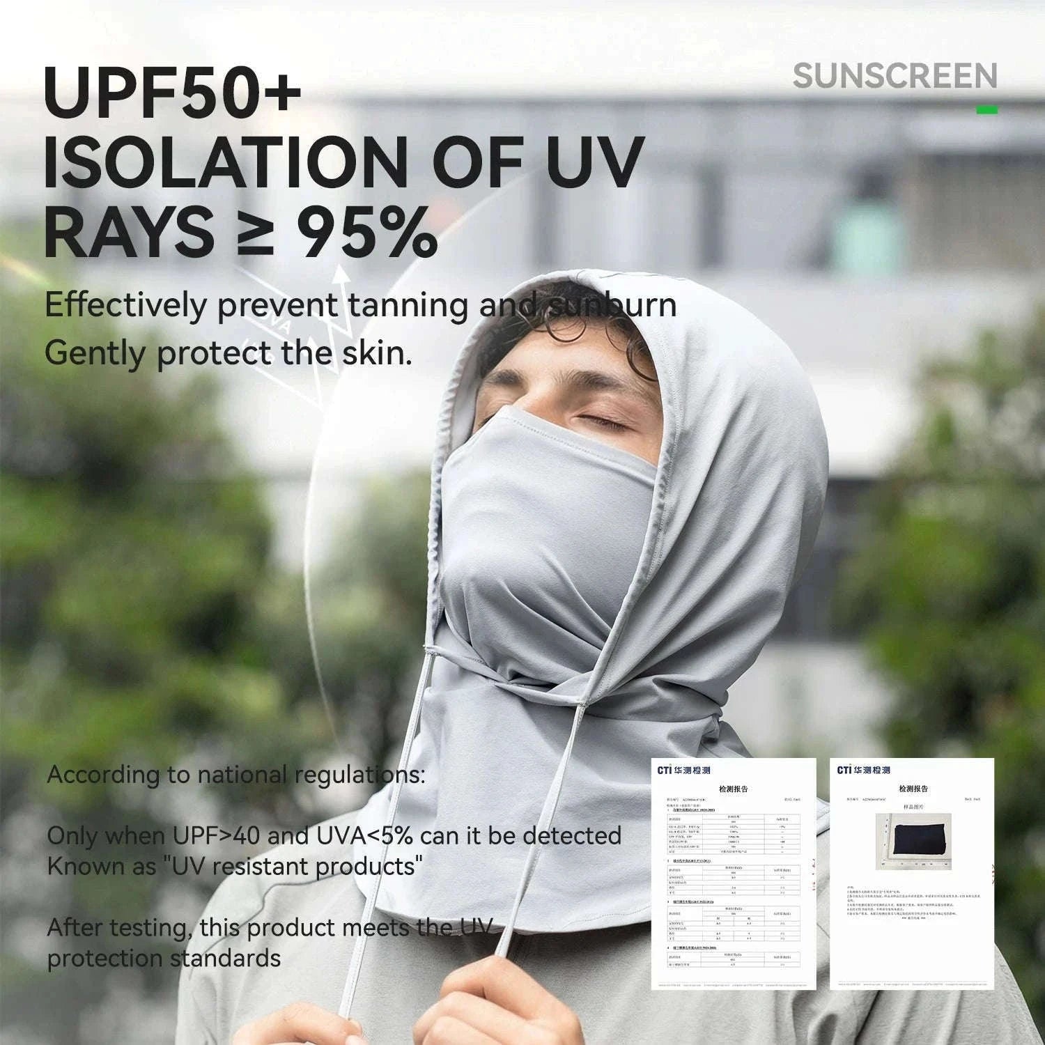 Full Face Sun Protection Hat with Neck Cover for Cycling & Outdoor Use-LF260004-GR / One Size