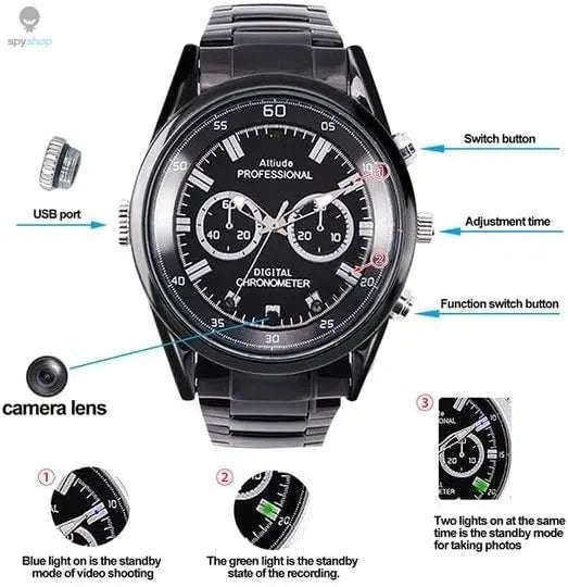 Full HD 1080P Camera Watch with 32GB & Night Vision-Default Title
