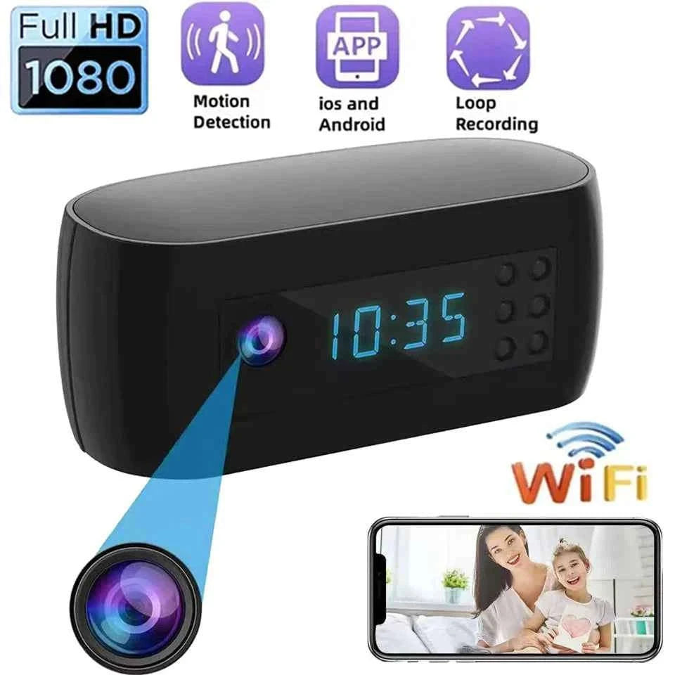 Full HD 1080P Mini WiFi Camera Clock with Night Vision-camera / camera with 64GB