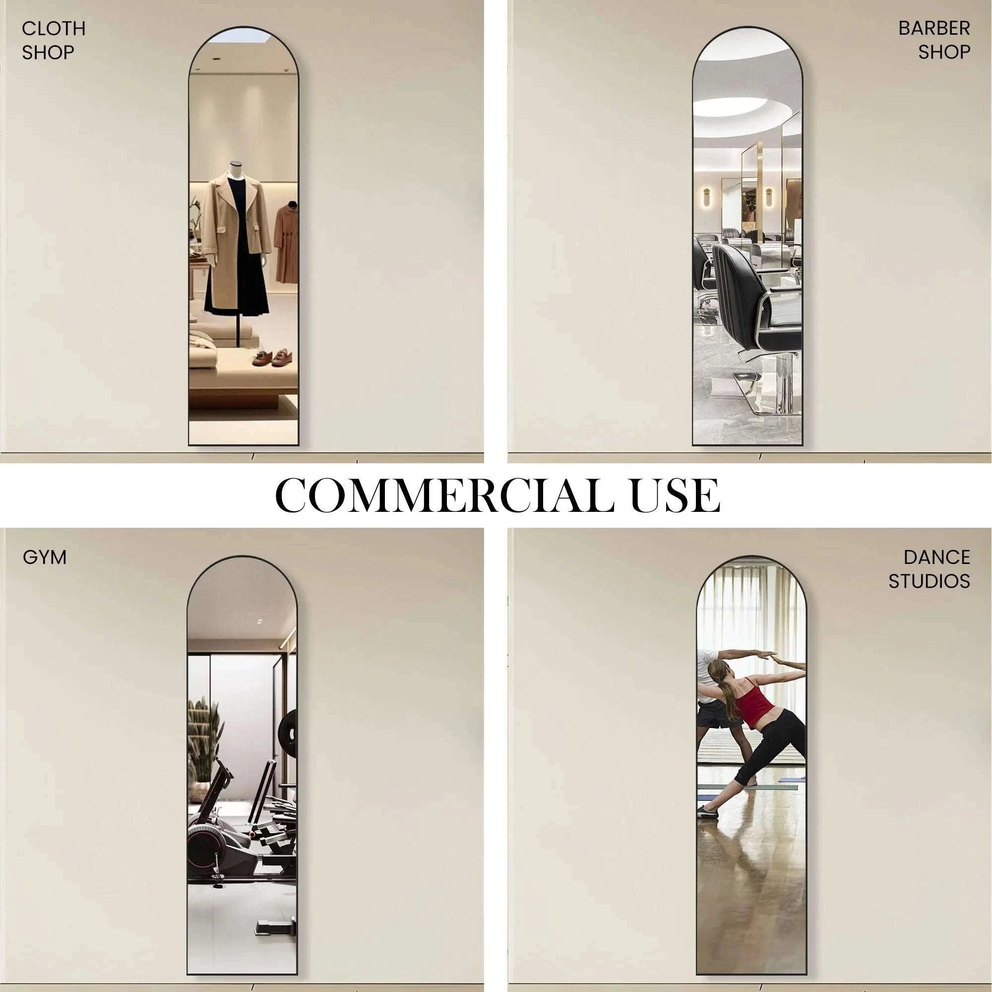 Full Length Floor Mirror with Stand & Slim Aluminum Frame-Gold-arched / United States
