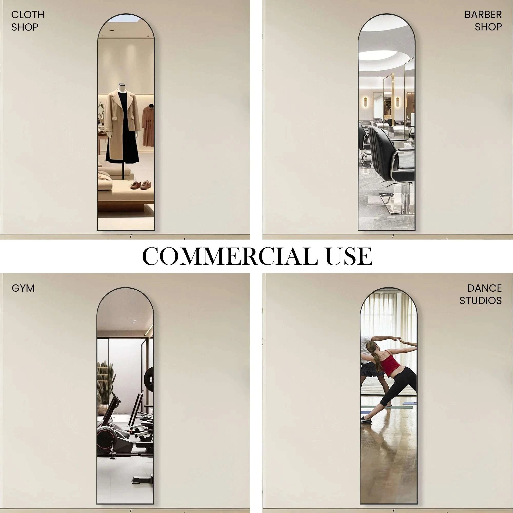 Full Length Floor Mirror with Stand & Slim Aluminum Frame-Gold-arched / United States