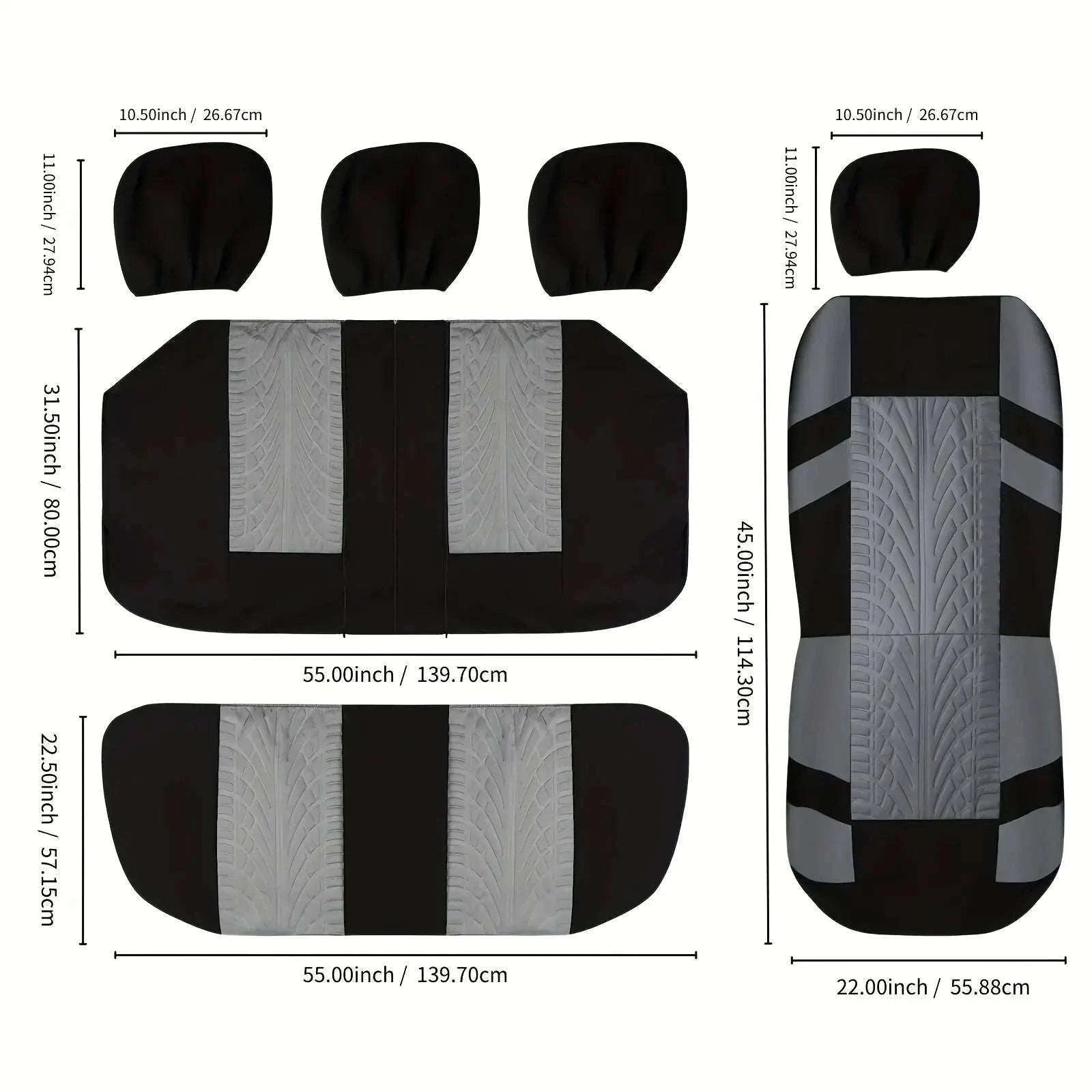 Full Set Car Seat Covers for Cars, SUVs, and Vans-Y33376-BLACK