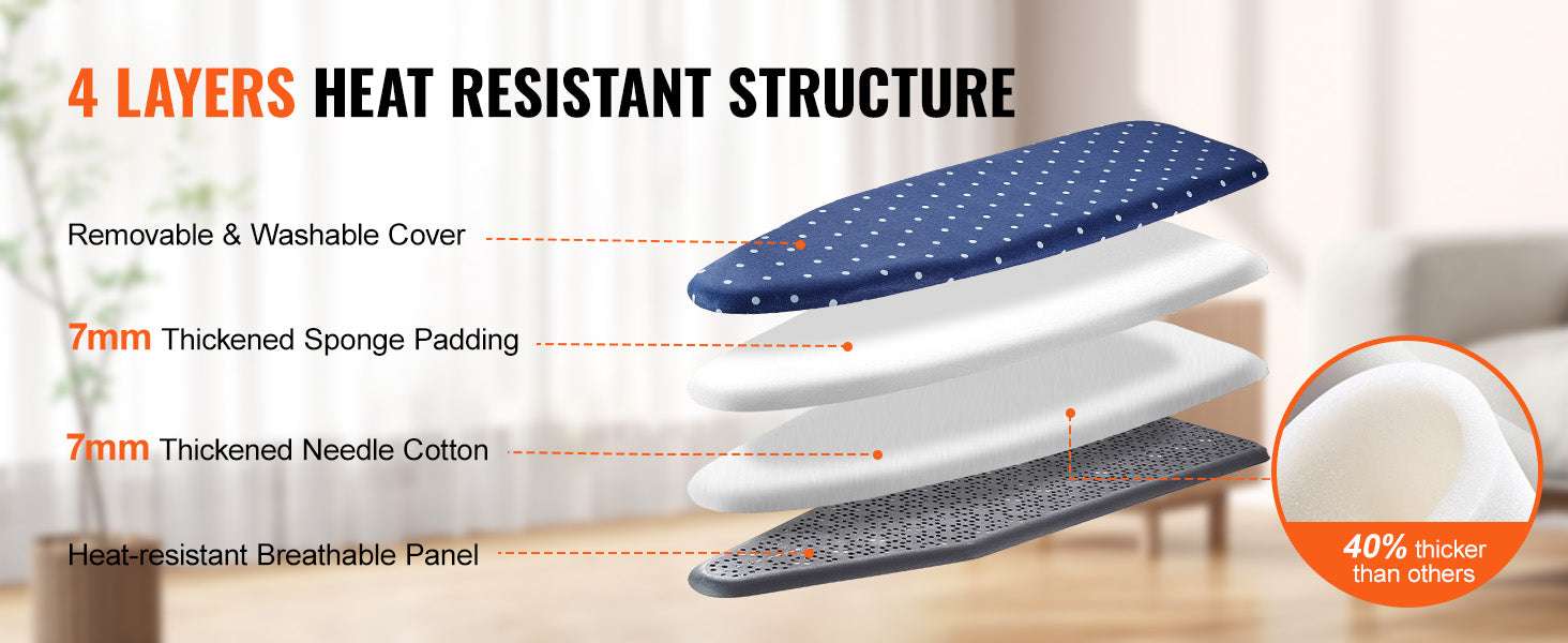 Full Size Ironing Board with Adjustable Height & 4-Layer Padding-109x33cm 4 layer / CZECH REPUBLIC