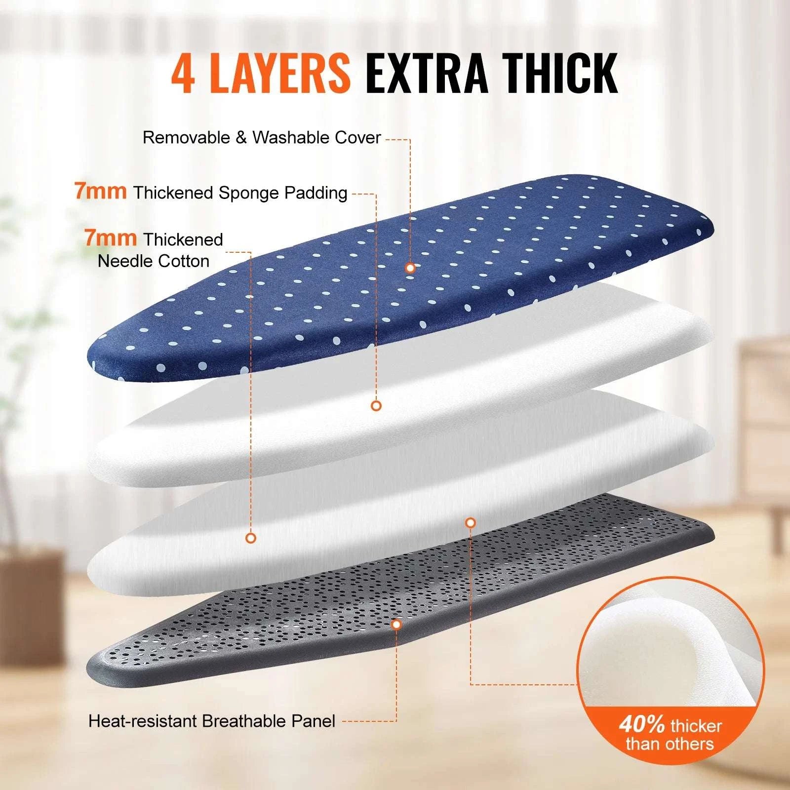 Full Size Ironing Board with Adjustable Height & 4-Layer Padding-109x33cm 4 layer / CZECH REPUBLIC