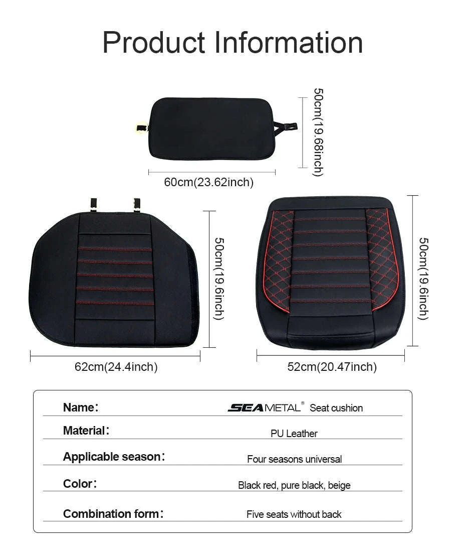 Full-Surrounded PU Leather Car Seat Cover-Red front 1pc