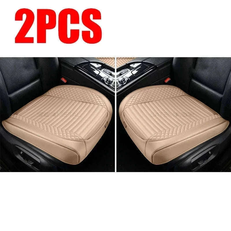 Full-Wrapped Breathable PU Car Front Seat Cover-Beige 2pcs