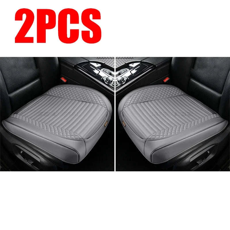 Full-Wrapped Breathable PU Car Front Seat Cover-Beige 2pcs