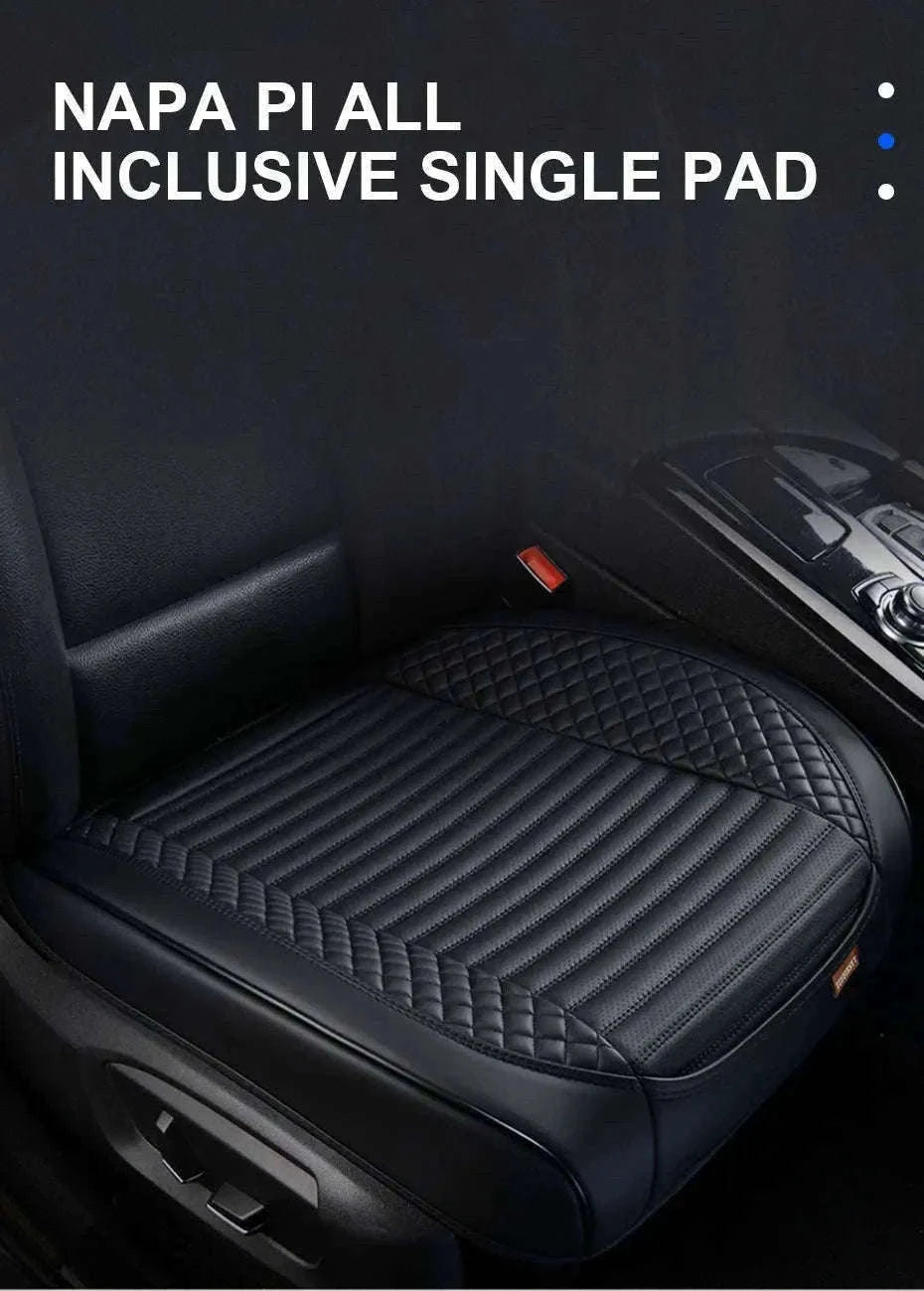 Full-Wrapped Breathable PU Car Front Seat Cover-Beige 2pcs