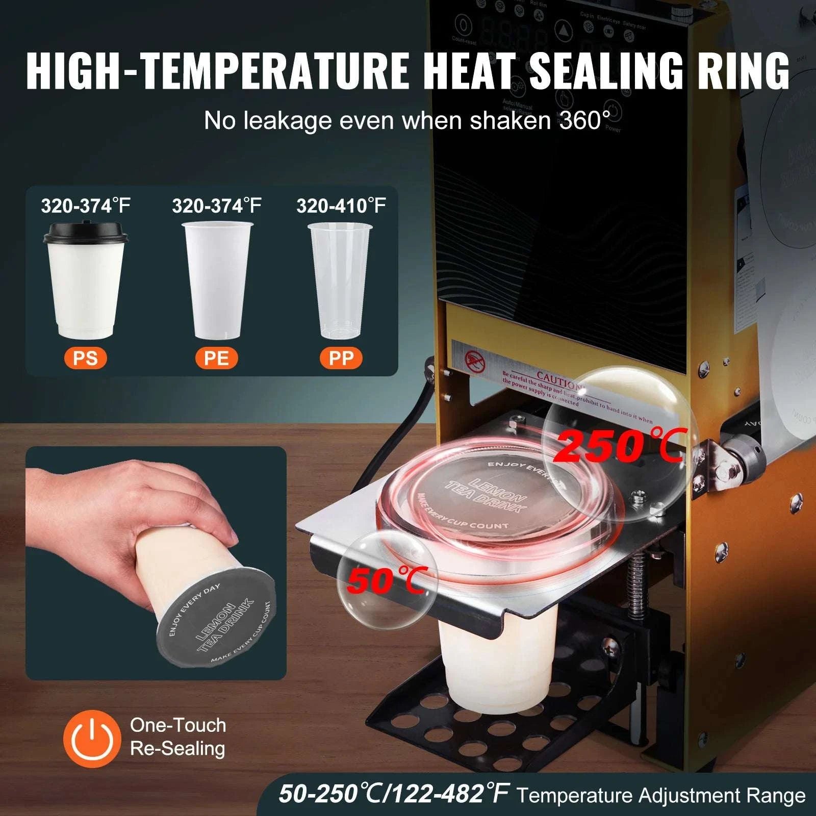 Fully Automatic Cup Sealing Machine 500–650 Cups/H LCD Control-90 95mm Cup / United States