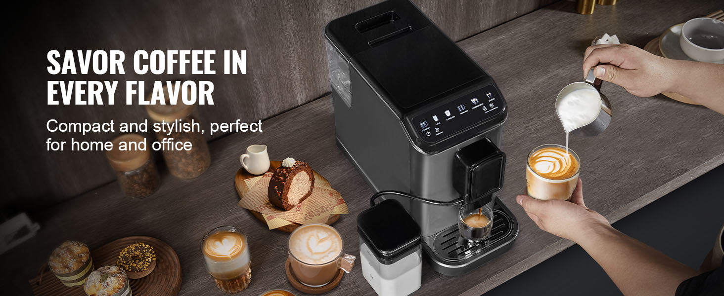 Automatic Espresso Machine with Grinder & Milk Frother Touch Screen