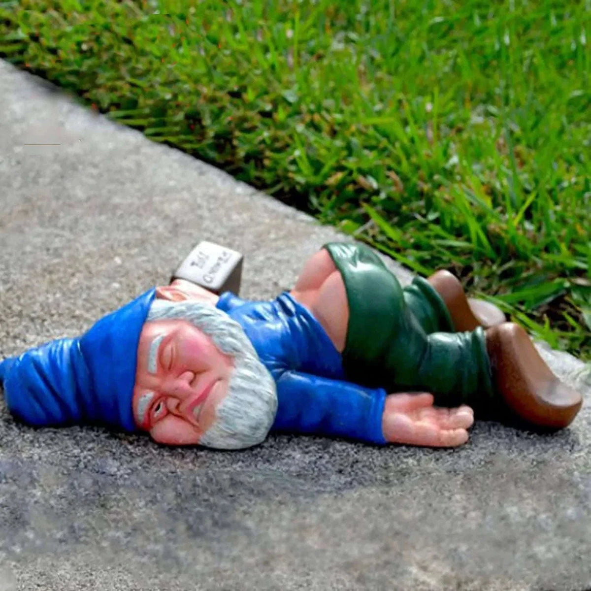 Funny Drunken Garden Gnome Statue 15cm Resin Outdoor Indoor Decor-Blue