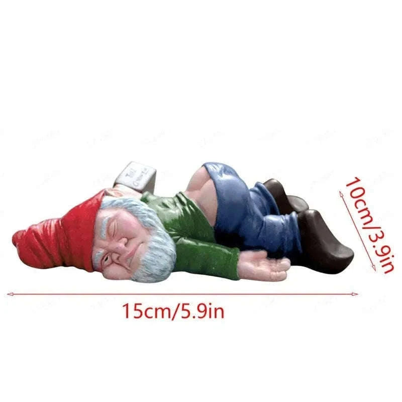 Funny Drunken Garden Gnome Statue 15cm Resin Outdoor Indoor Decor-Blue