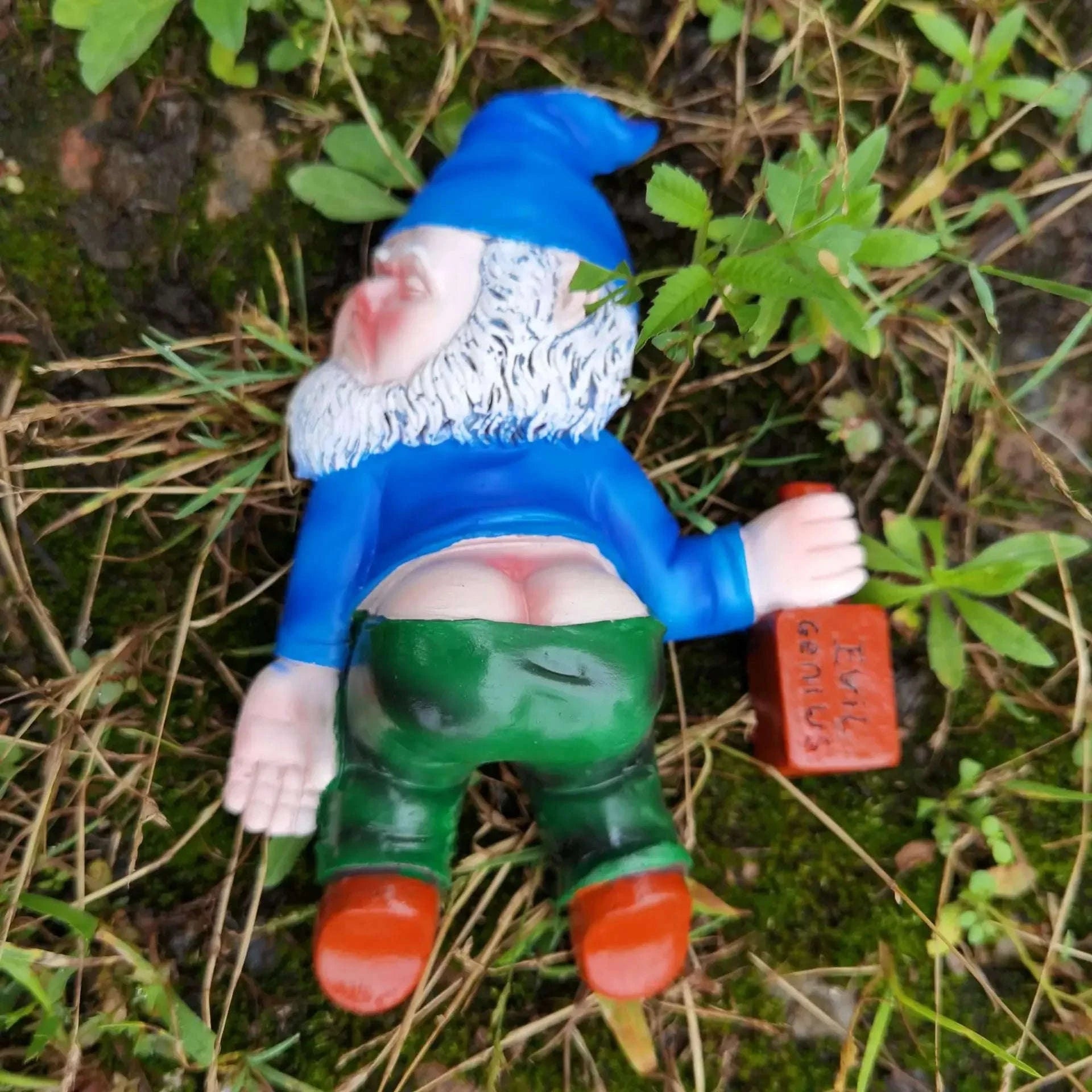 Funny Drunken Garden Gnome Statue 15cm Resin Outdoor Indoor Decor-Blue