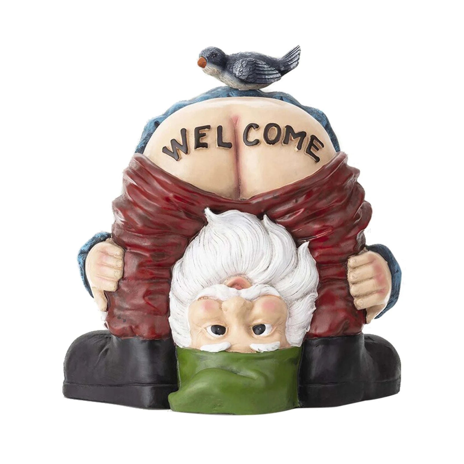 Funny Garden Gnome Statue Prank Dwarf Resin Doll for Garden Entrance-Rose