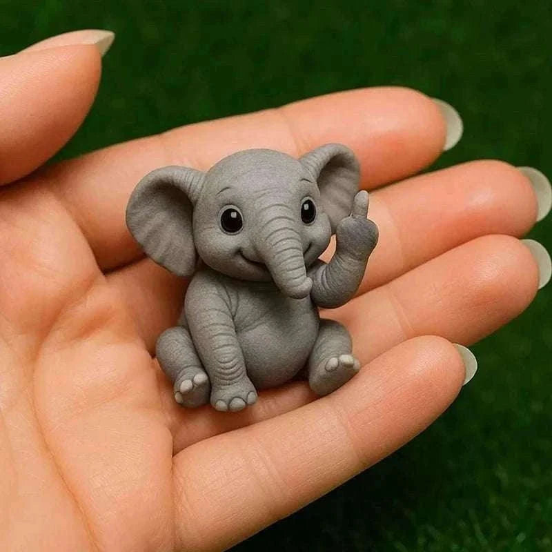 Funny Middle Finger Animal Statue – Mini Resin Desk Decor Figurine-A2