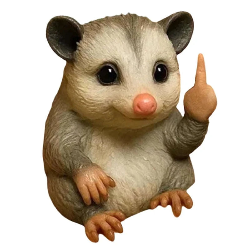 Funny Middle Finger Animal Statue – Mini Resin Desk Decor Figurine-A2