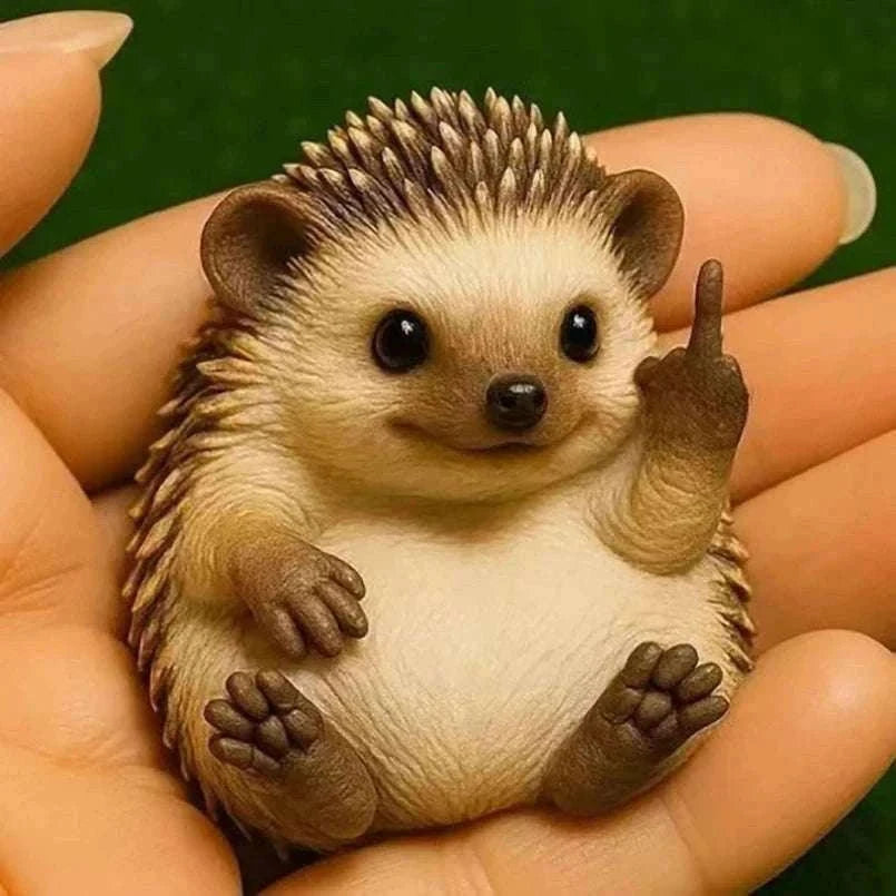 Funny Middle Finger Animal Statue – Mini Resin Desk Decor Figurine-A2
