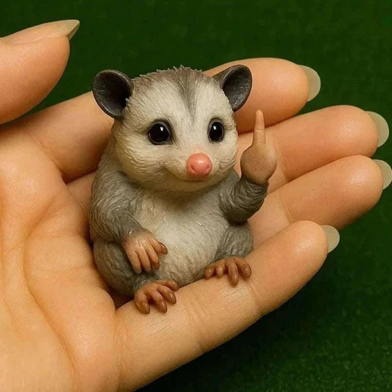 Funny Middle Finger Animal Statue – Mini Resin Desk Decor Figurine-A2