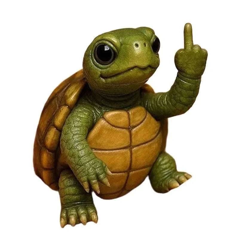 Funny Middle Finger Animal Statue – Mini Resin Desk Decor Figurine-A2