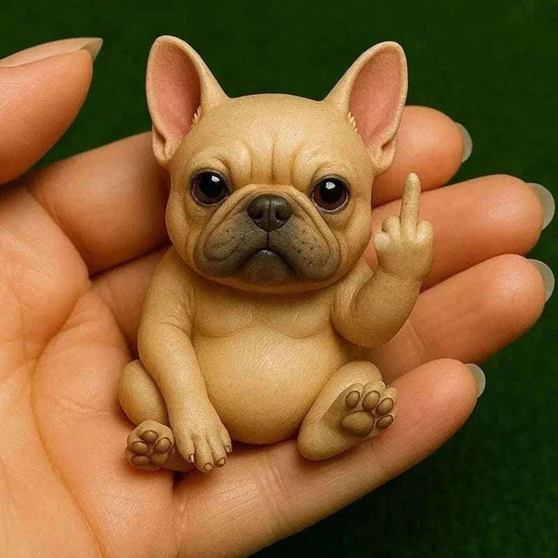 Funny Middle Finger Animal Statue – Mini Resin Desk Decor Figurine-A2