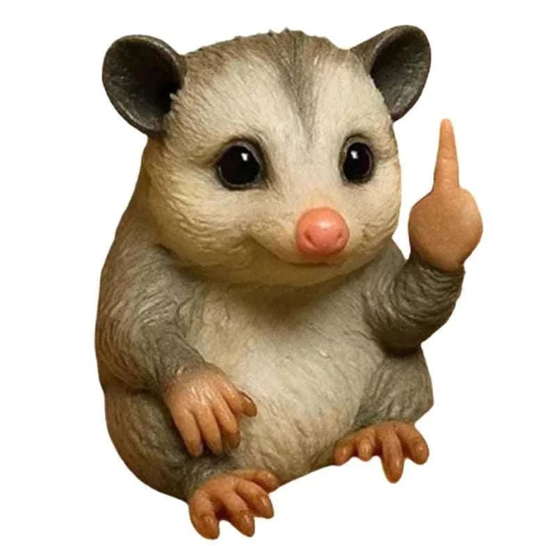 Funny Middle Finger Animal Statue – Mini Resin Desk Decor Figurine-A2