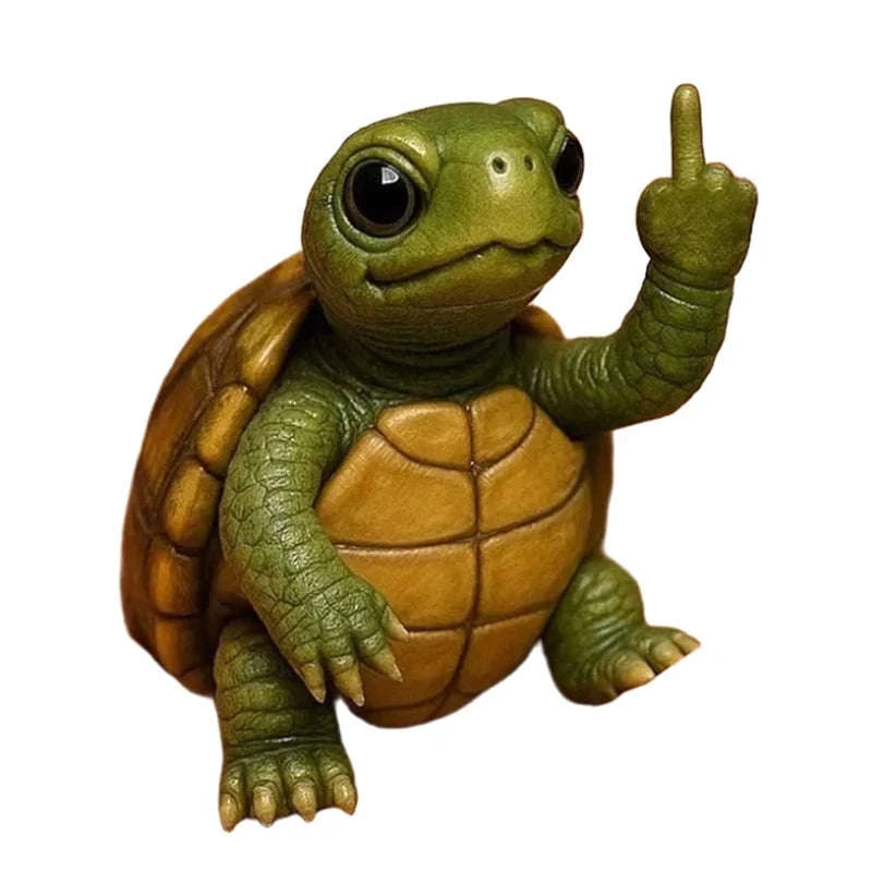 Funny Middle Finger Animal Statue – Mini Resin Desk Decor Figurine-A2
