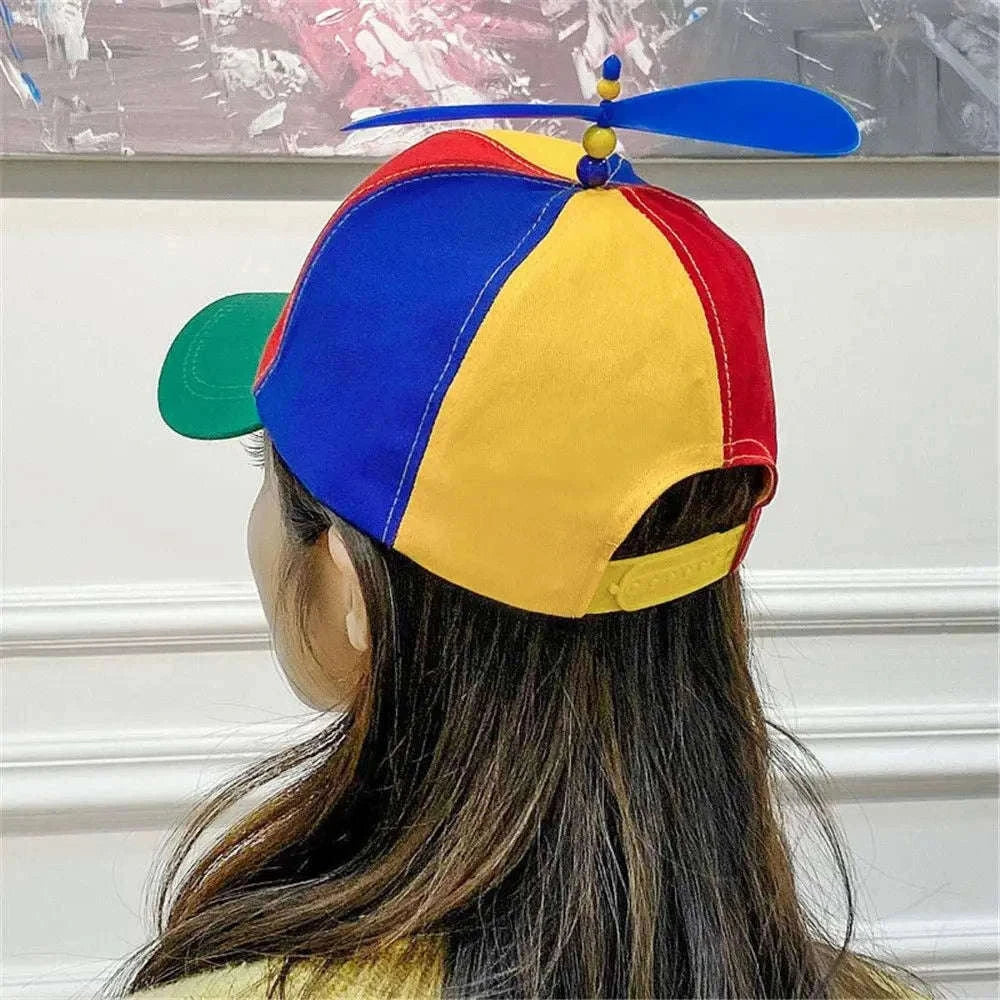 Funny Snapback Hat with Helicopter Propeller for Kids and Adults-L