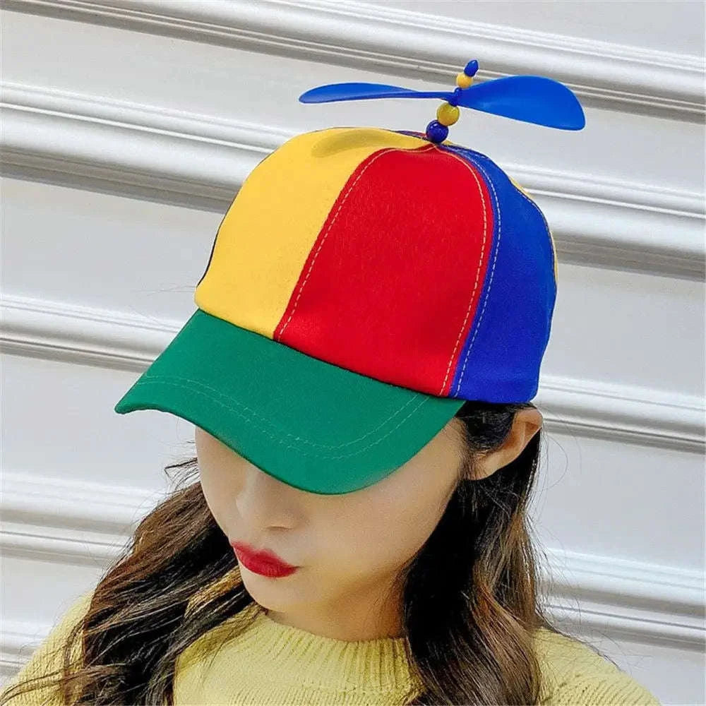 Funny Snapback Hat with Helicopter Propeller-L