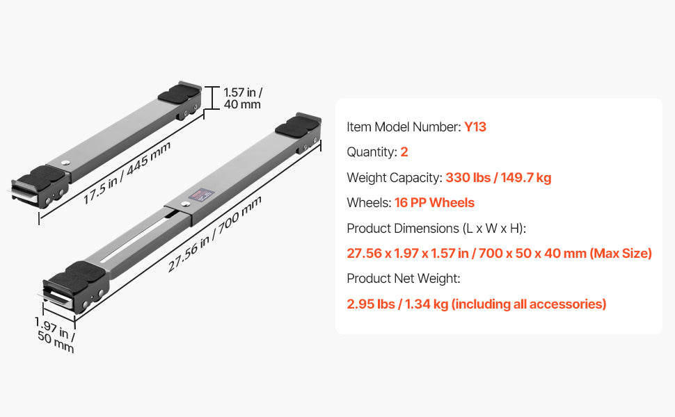 Adjustable Appliance Roller Base with Wheels 330lbs Load