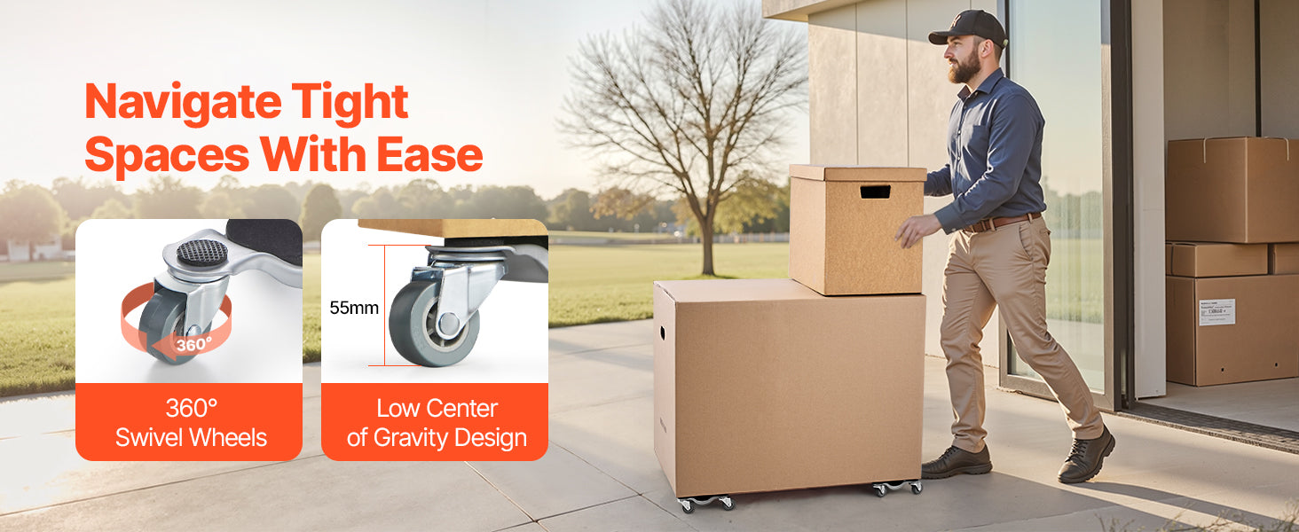 4pcs Furniture Dolly Set with Wheels & Pry Bar for Easy Moving