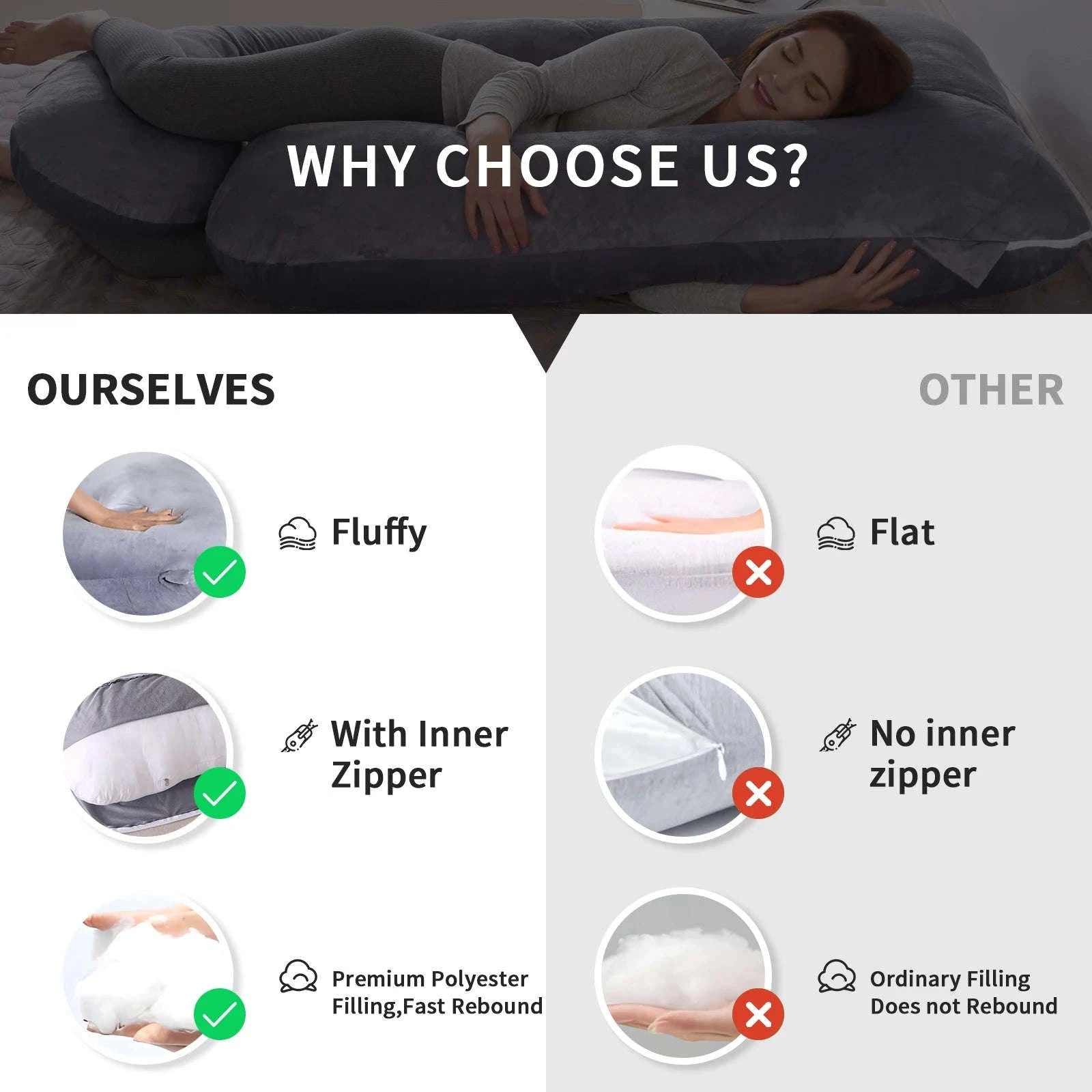 G-Shape Full Body Pregnancy Pillow with Cotton Cover Support-U-Shaped / UNITED KINGDOM