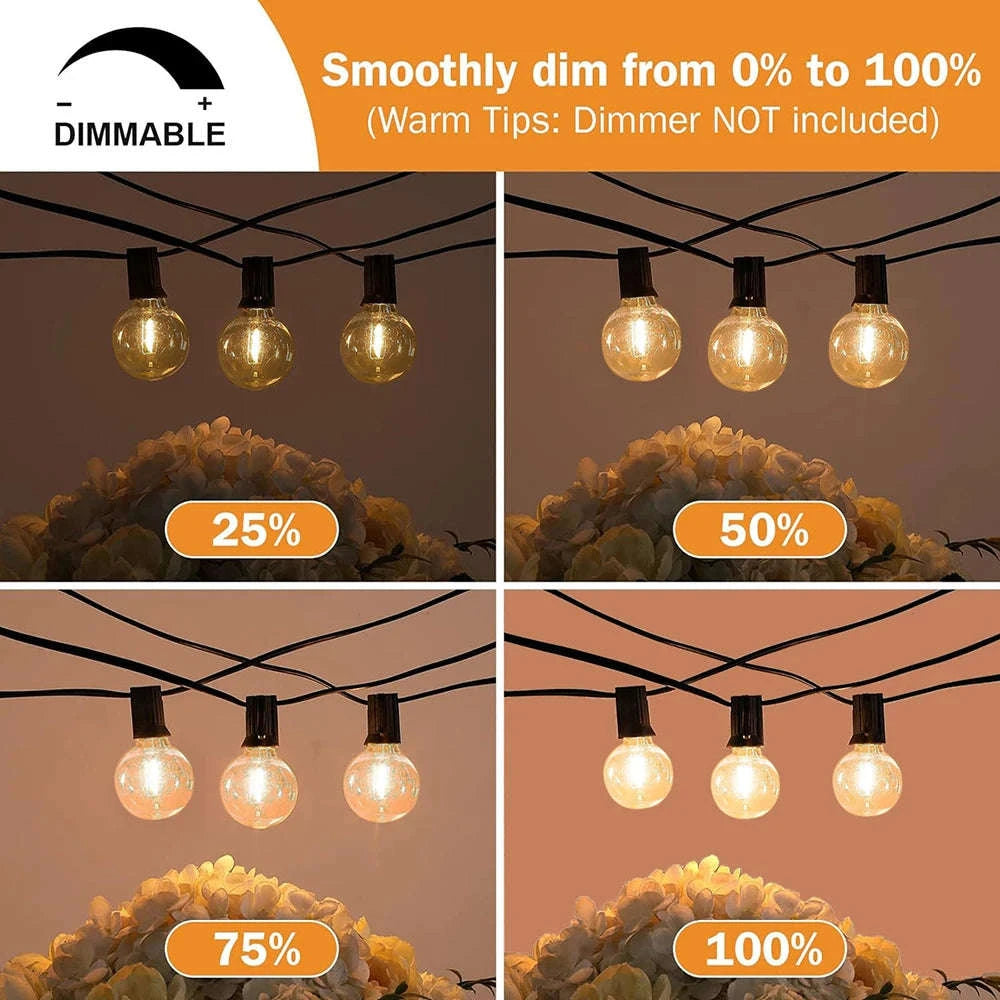 G40 Outdoor String Lights LED Globe Party Garland-9m 16bulbs / Poland / EU plug 220V