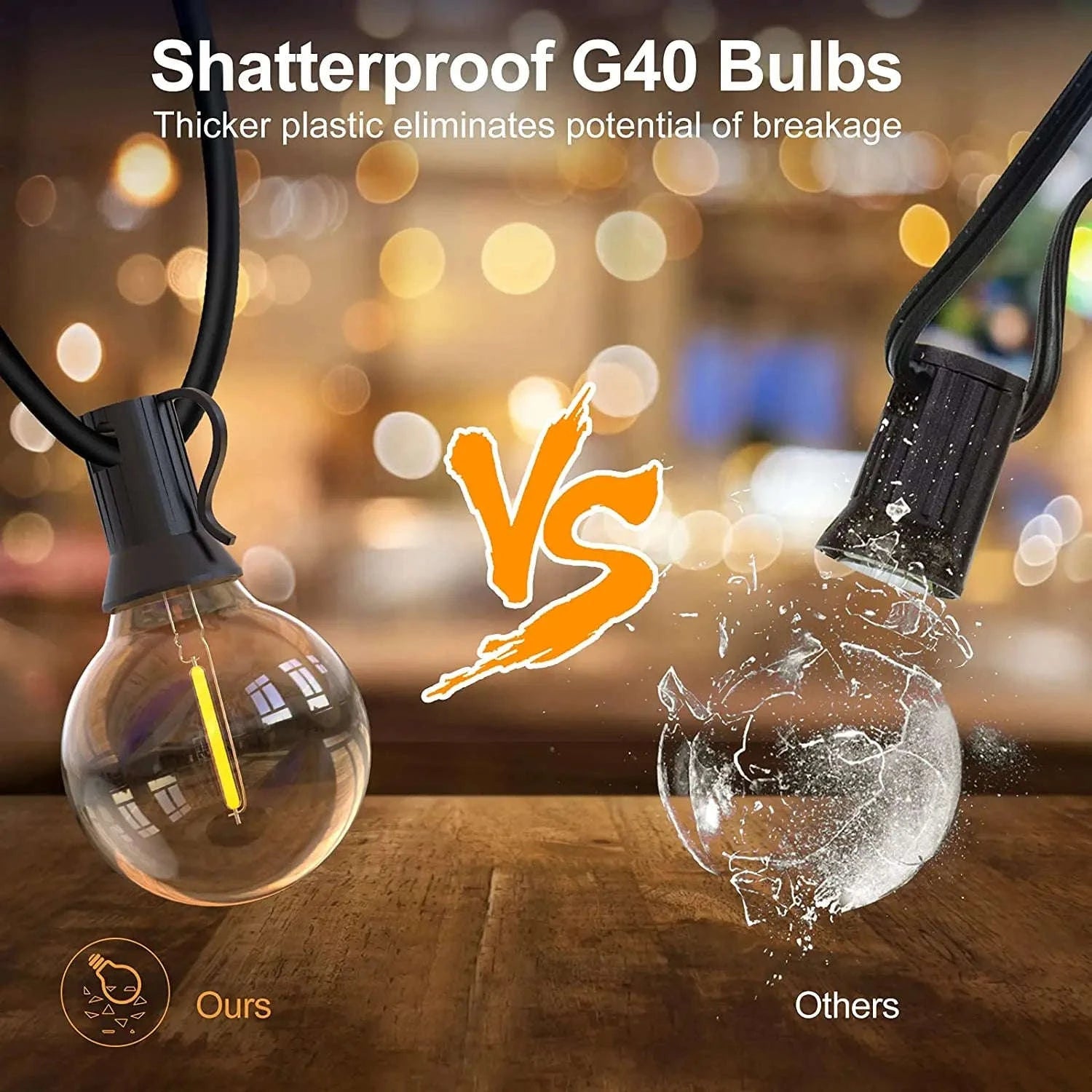 G40 Outdoor String Lights LED Globe Party Garland-9m 16bulbs / Poland / EU plug 220V