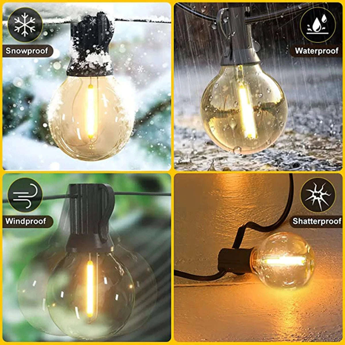 G40 Solar String Lights for Outdoor Ambience-12.5M 26 Bulbs / Poland