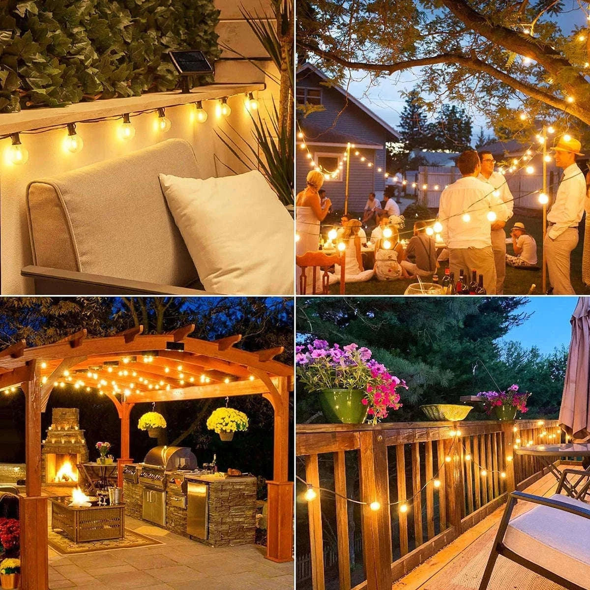 G40 Solar String Lights for Warm Outdoor Ambience-12.5M 26 Bulbs / Poland