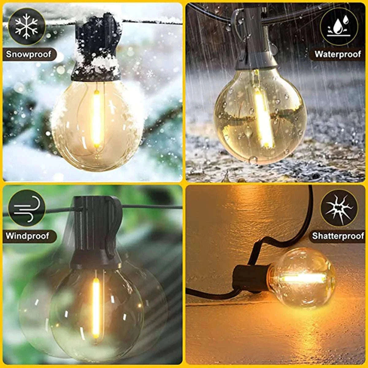 G40 Solar String Lights for Warm Outdoor Ambience-12.5M 26 Bulbs / Poland