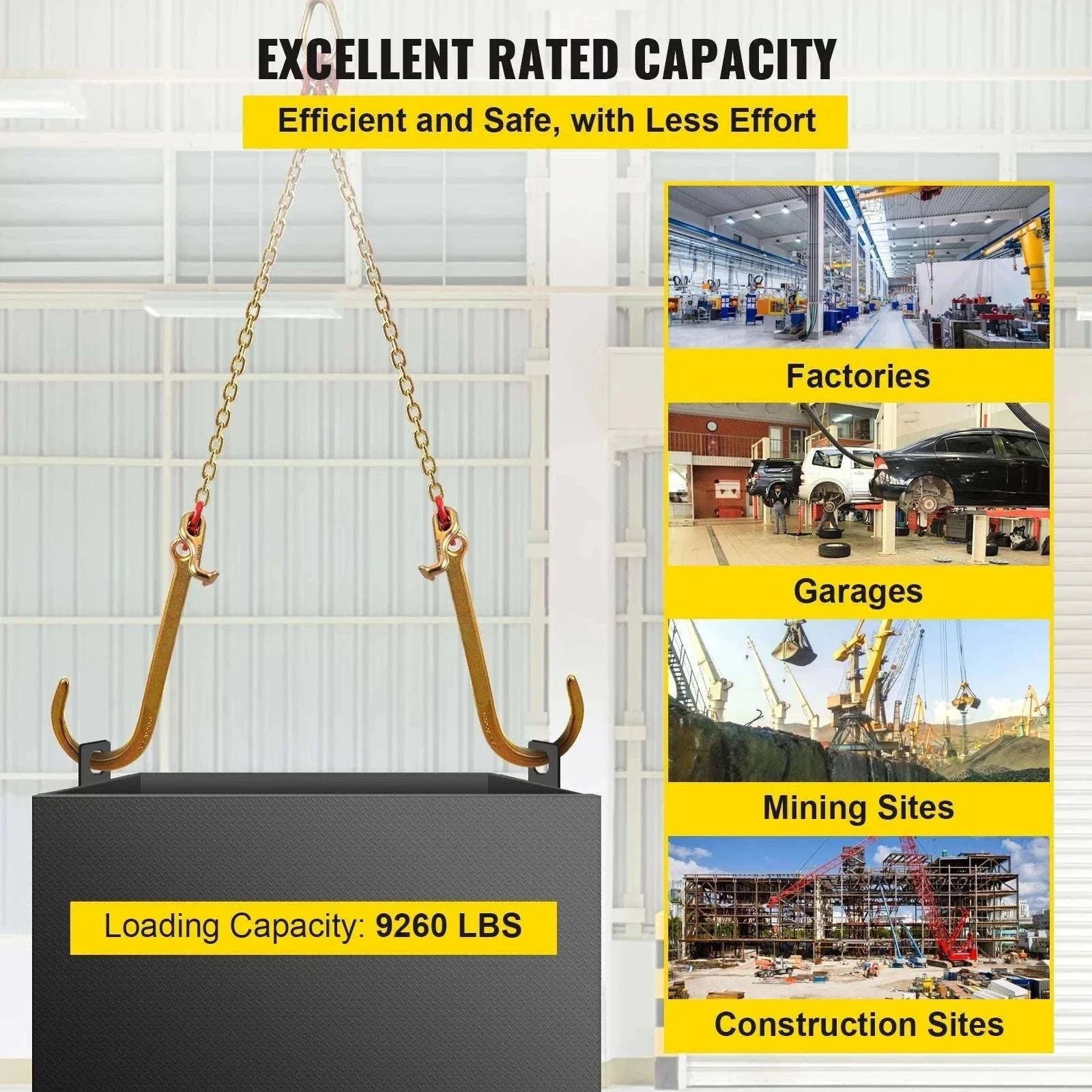 G80 V-Bridle Tow Chain 5/16" x 2 ft with J & T Hooks-2ft / United States