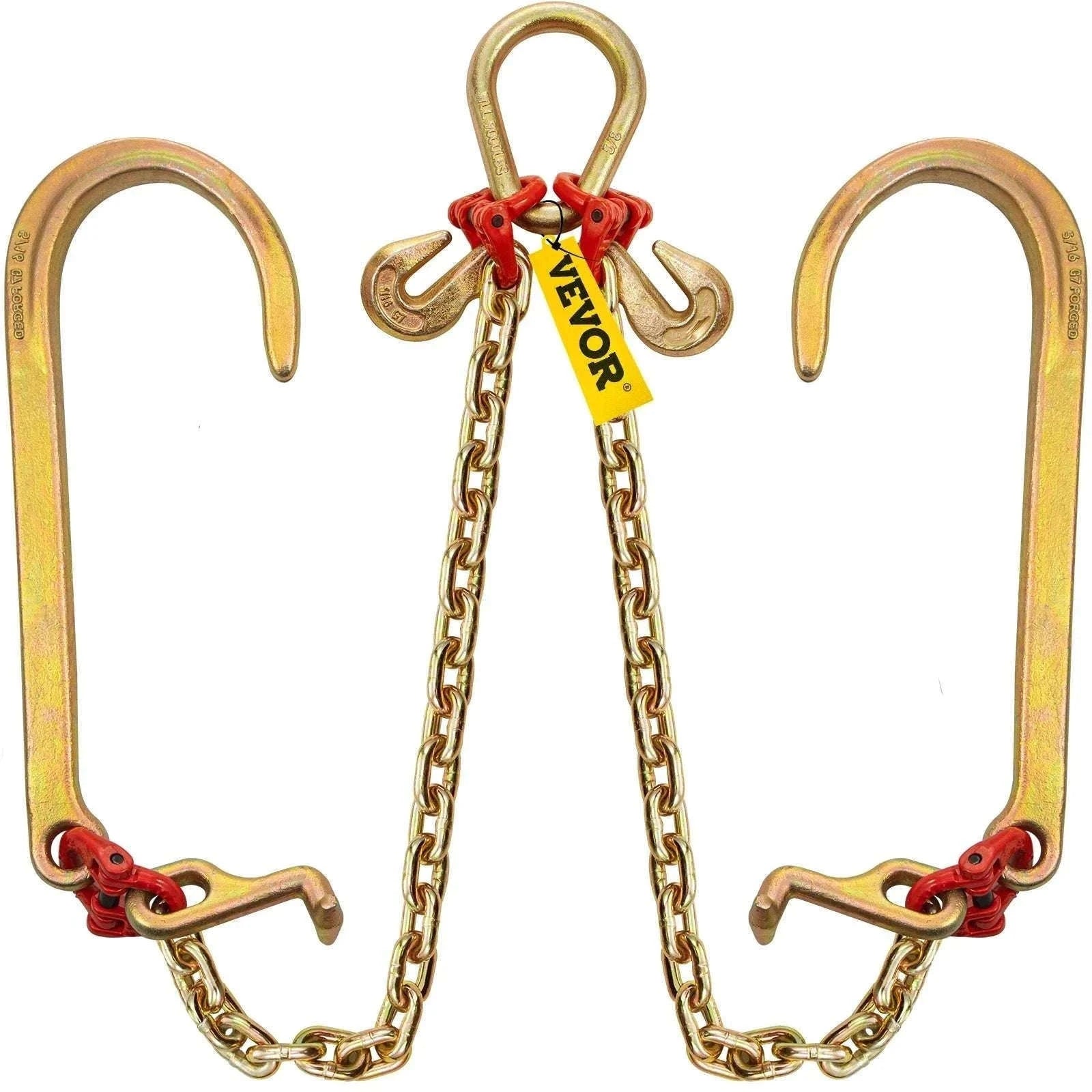 G80 V-Bridle Tow Chain 5/16" x 2 ft with J & T Hooks-2ft / United States