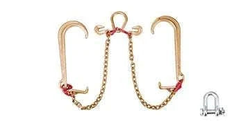 G80 V-Bridle Tow Chain 5/16" x 2 ft with J & T Hooks-2ft / United States