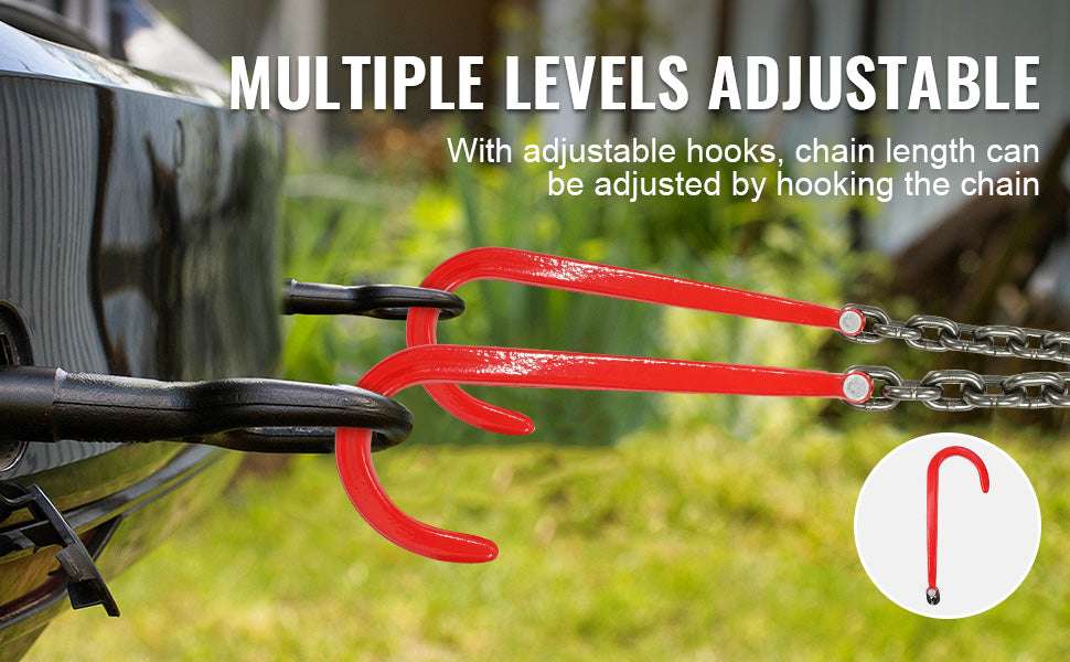 G80 V Bridle Tow Chain with J Hooks & Grab Hooks 15600 lbs-3ft / United States