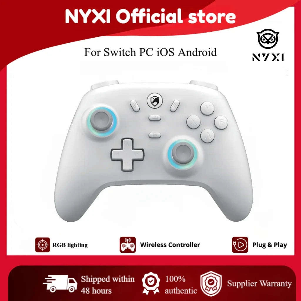 Game Controller with Hall Effect Joysticks, Hair Triggers & Adjustable Vibration-WHITE / United States