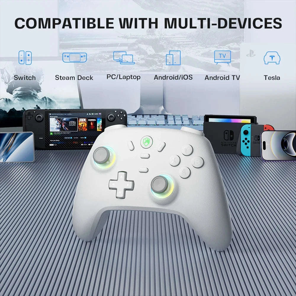 Game Controller with Hall Effect Joysticks, Hair Triggers & Adjustable Vibration-WHITE / United States