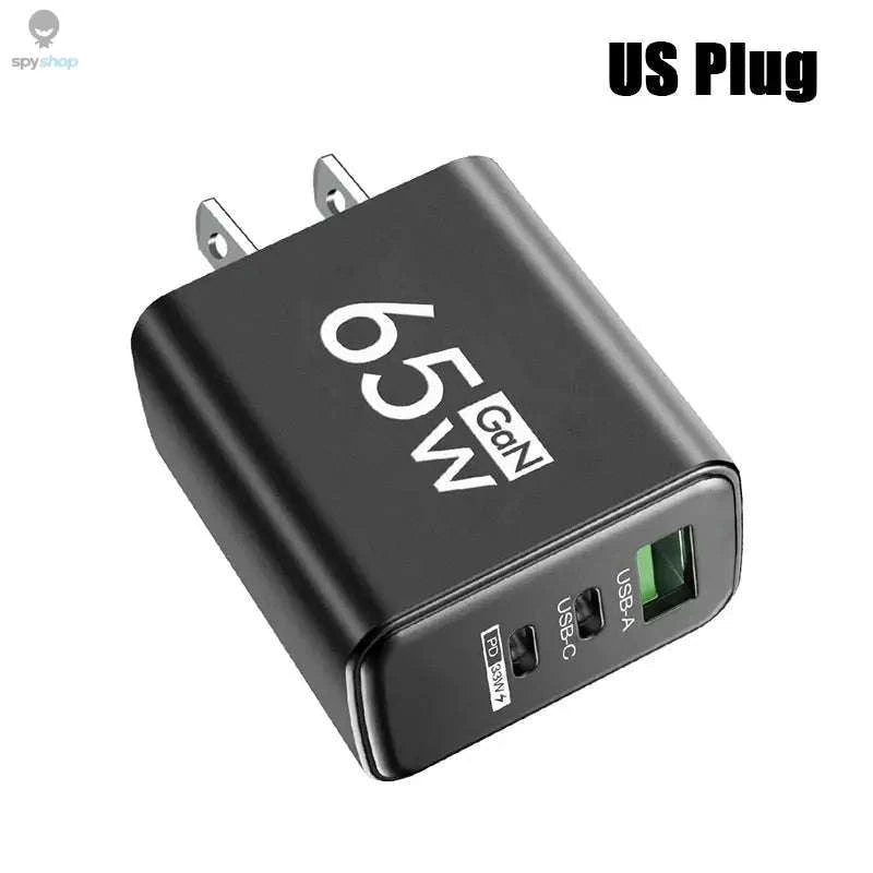 GaN Fast Charging 65W USB Type‑C Charger – Compact, Efficient, Multi‑Device Power-US White