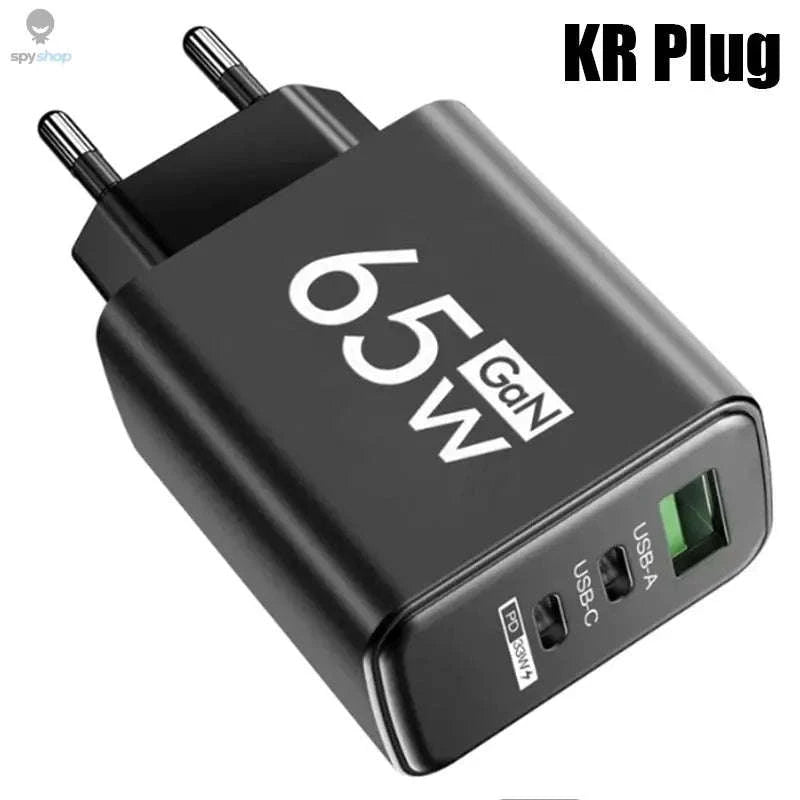 GaN Fast Charging 65W USB Type‑C Charger – Compact, Efficient, Multi‑Device Power-US White